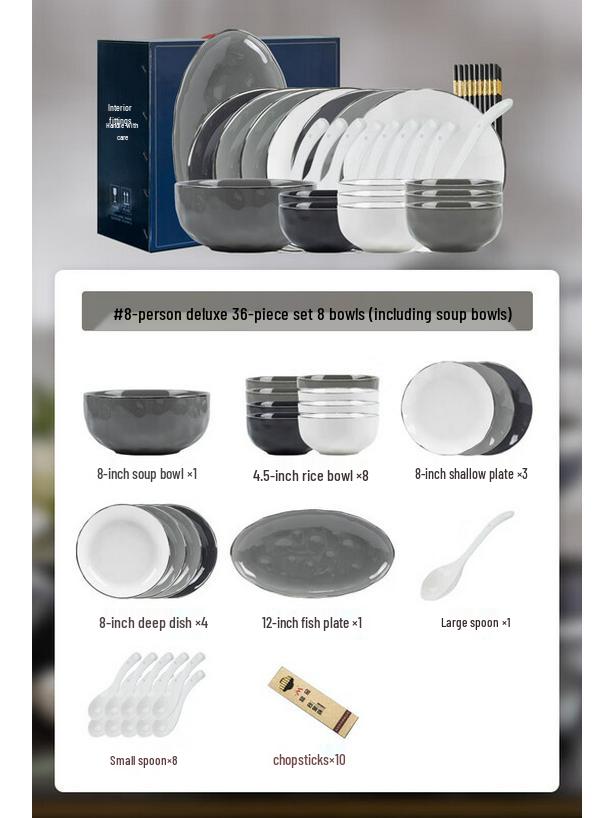 SONICE Modellanka Gold Rim Ceramic 36-Piece Dinnerware Set