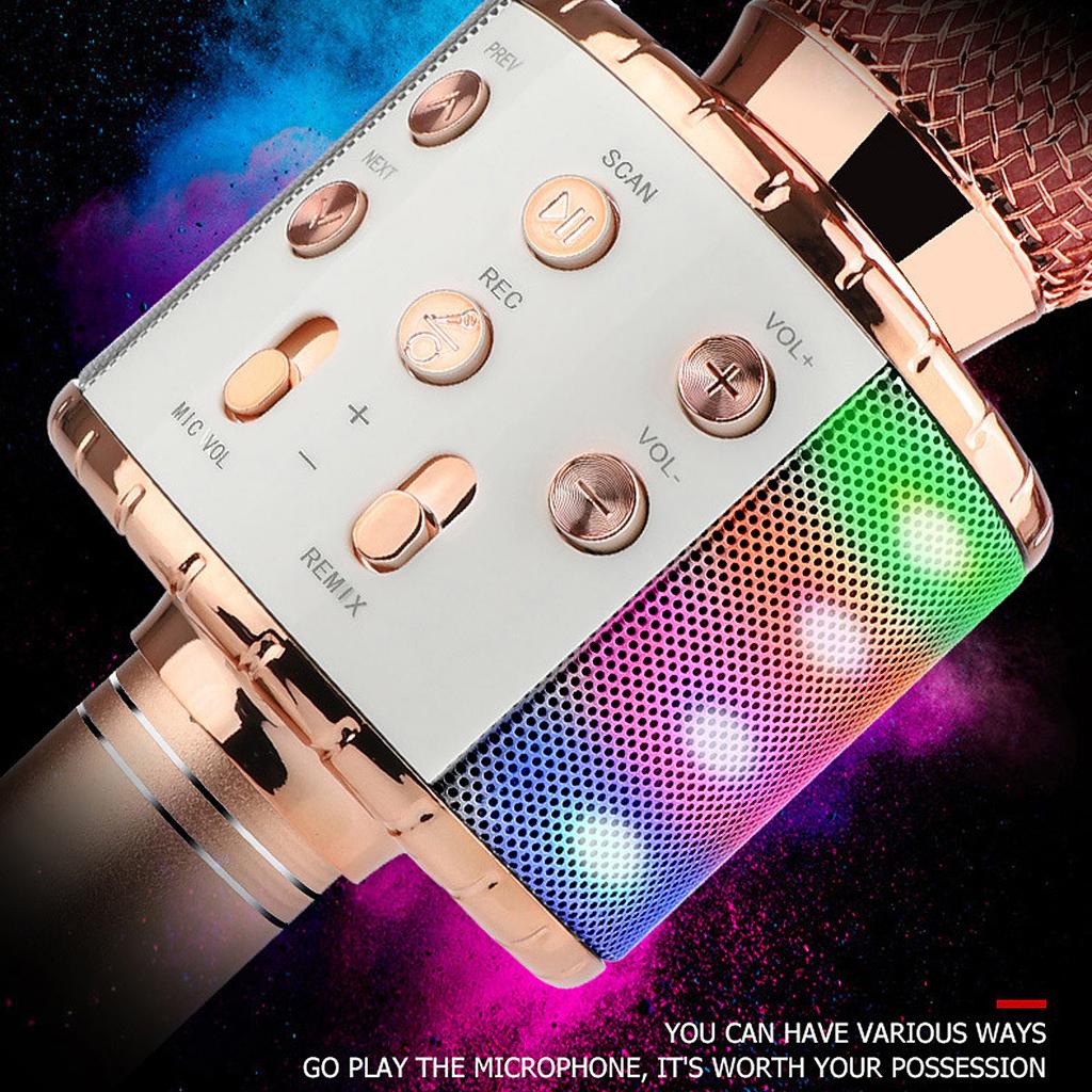 LED Flashing Wireless Condenser Mic 858L Speaker Pink