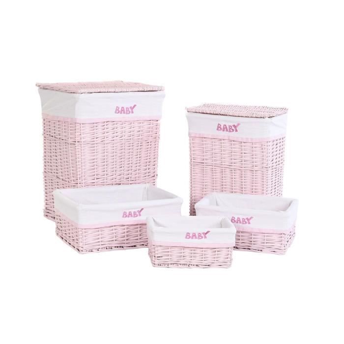 Paniers - Noname - Lot de paniers rose - 44 x 34 x 56 cm - Enfant - Osier et polyester