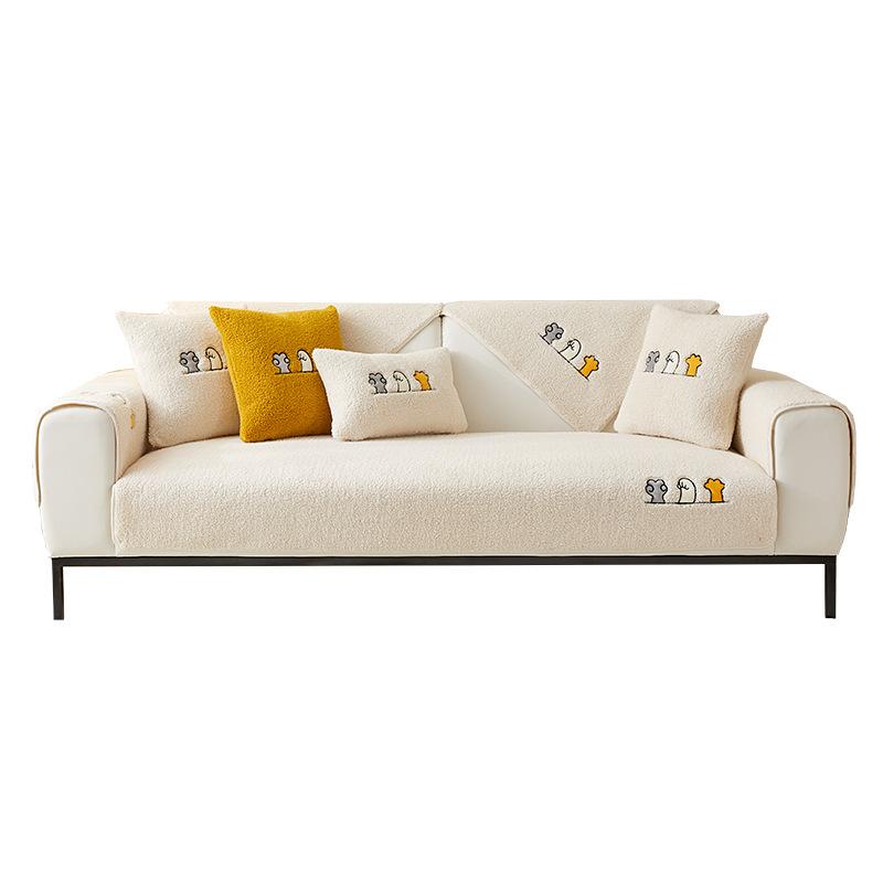 New Internet Celebrity Sofa Cushion Winter Plush Thickened Seat Cushion Non-Slip Light Luxury Leather Sofa Cover Cloth Towel