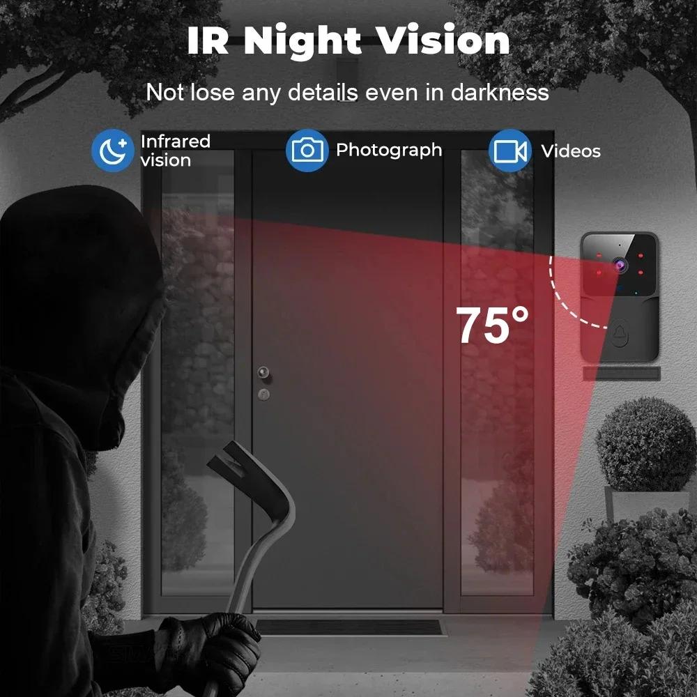 Two-way Wireless Security DoorBell Wireless Intercom Doorbell Home Security WiFi Smart Video Call Door Bell with Camera
