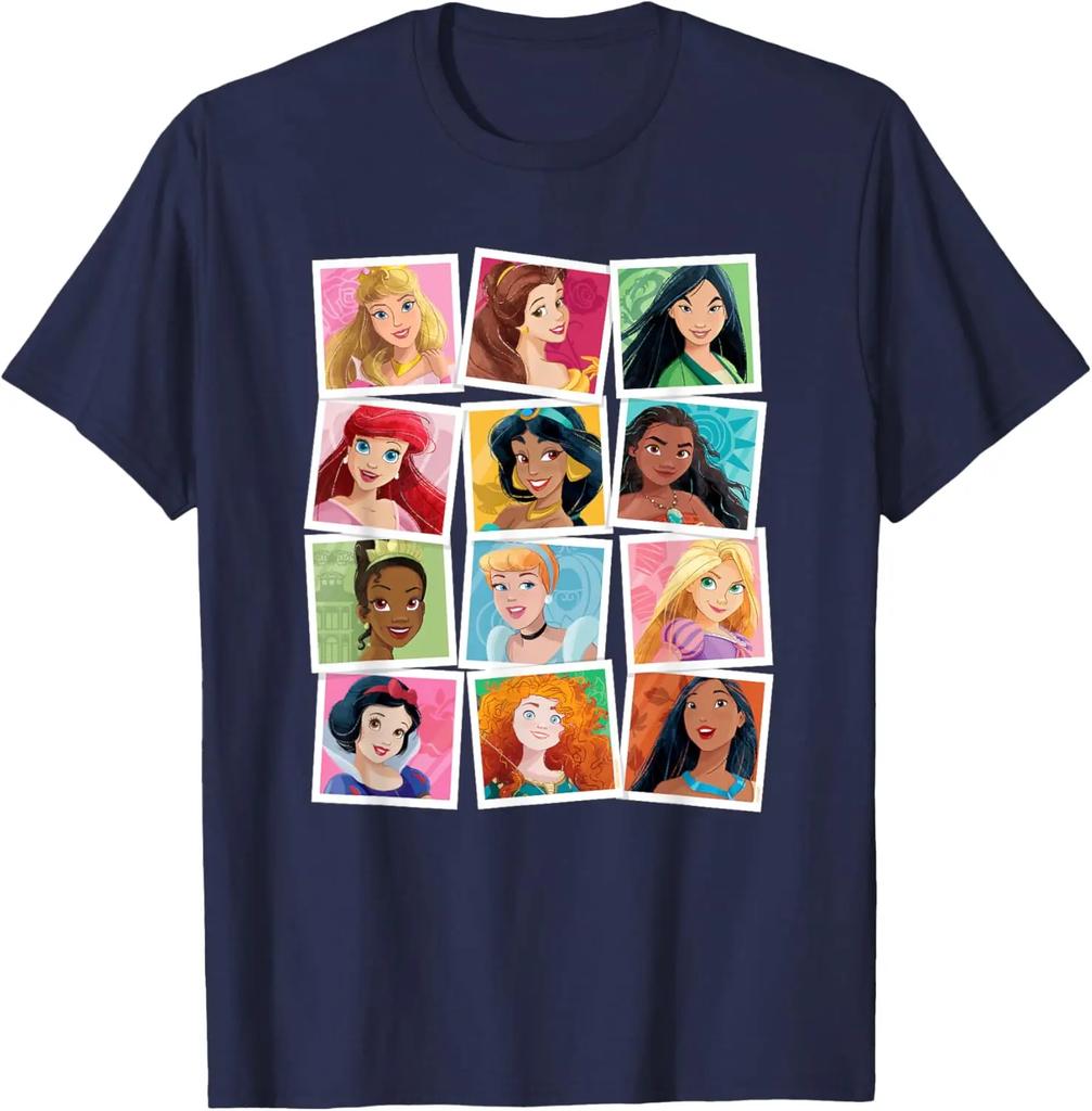 Hot Fashion Casual Disney Princess Photos Portrait Picture Collection T-Shirt S-4XL Four Seasons