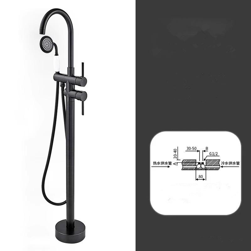 Tuqiu Antique Bathroom Bathtub Faucet With Hand Shower Hot and Cold Faucet Floor Standing Gold/Black/Chrome Bathtub Faucet