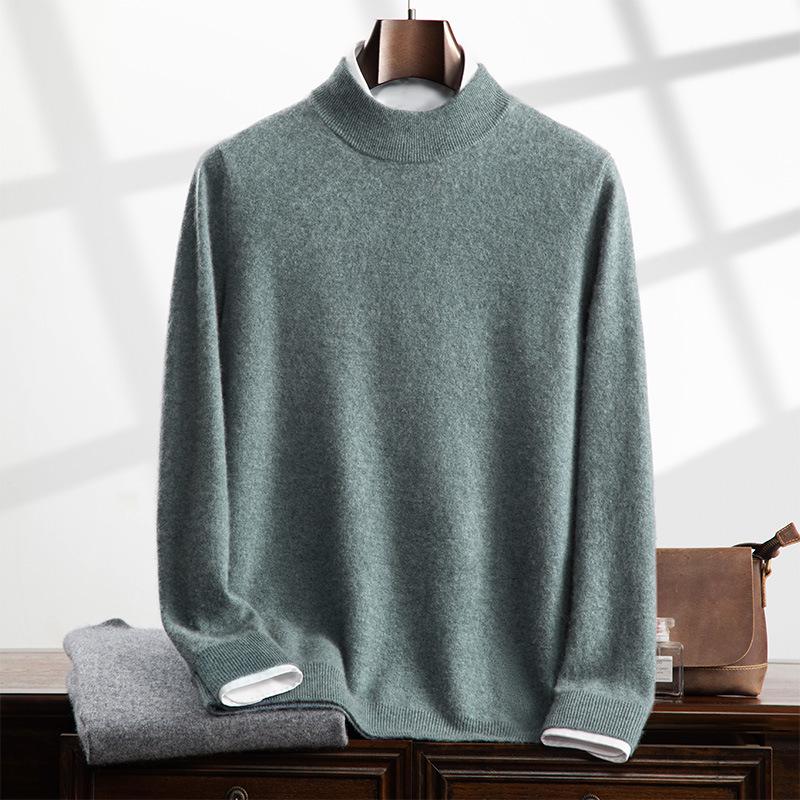 Men's Cashmere Half-High Neck Business Casual Sweater - Long Sleeve Autumn/Winter Knitwear