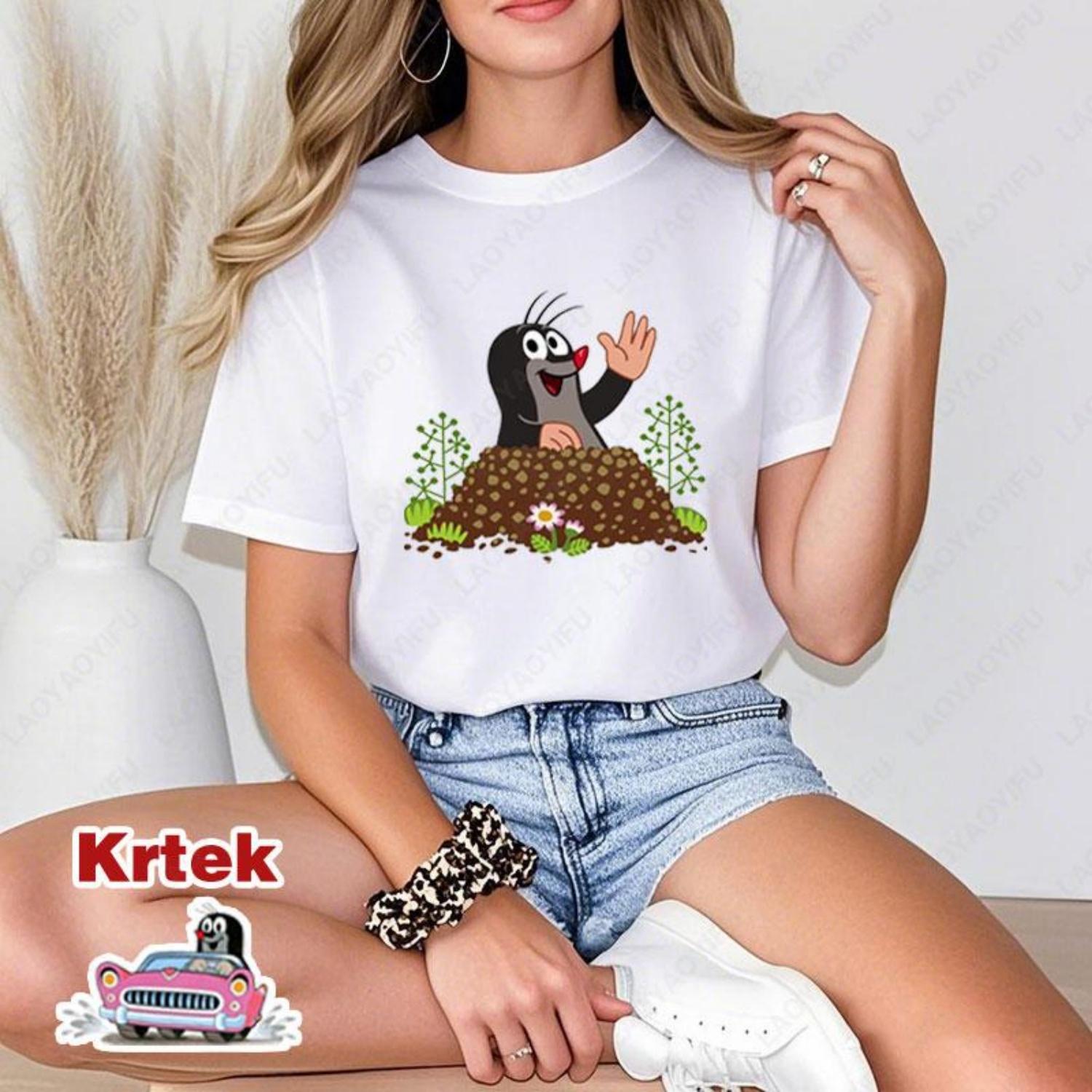 

Футболка Кротик для мужчин и женщин Уникальный юмор Повседневные футболки Новинка Модная Крутая Все сочетается Camisetas Забавные Винтажные Хлопковые топы S чёрный