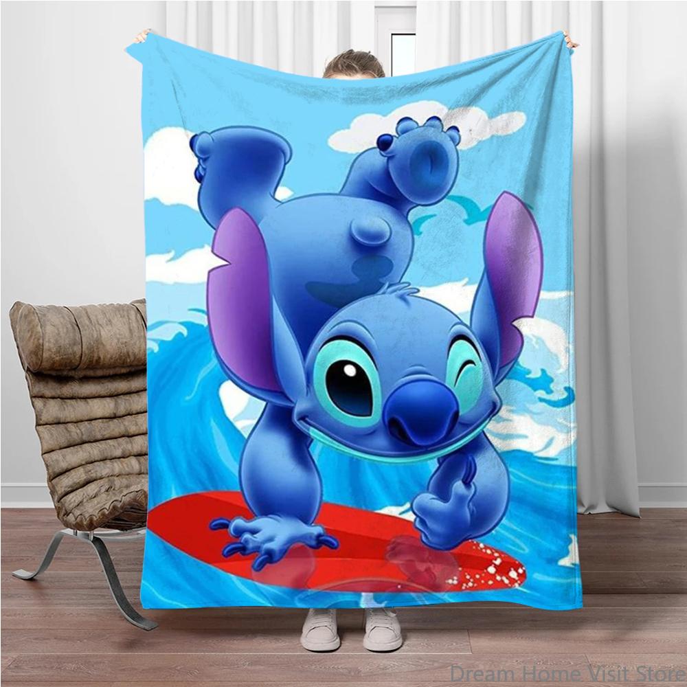 Disney lilo and stitch Super Mario Pikachu Soft Fluffy Throw Flannel Blanket Kid Adult Sofa Break Bed Blanket Cover Travel Gifts
