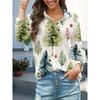 New Women's Shirts Bird Print Long Sleeve Shirt Loose Casual Fashion Shirt Large Size Women's Lapel Temperament Shirt