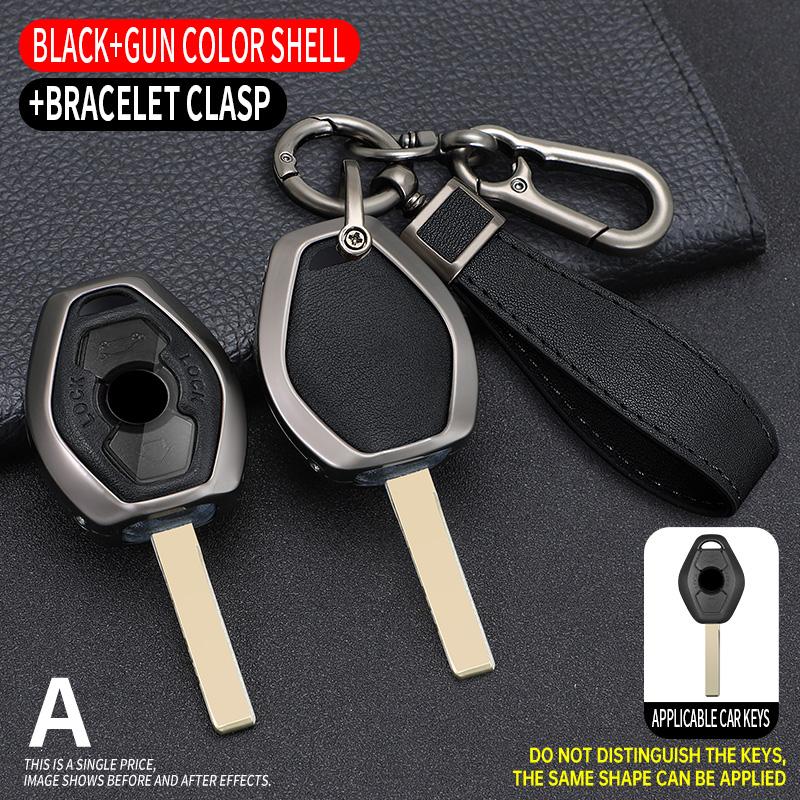 Zinc Alloy +Leather Car Key Case Cover for BMW 3 5 7 Series X5 E53 X3 F83 E46 E39 E38 E60 E63 E61 E64 330i Z3 Z4 E85 E86 M5 325i