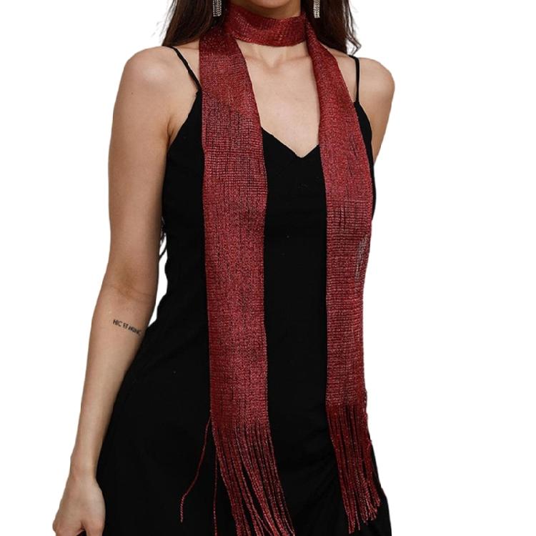 Woman Banquets Scarf with Tassels Shinning Collar for Female Dancing Photography
