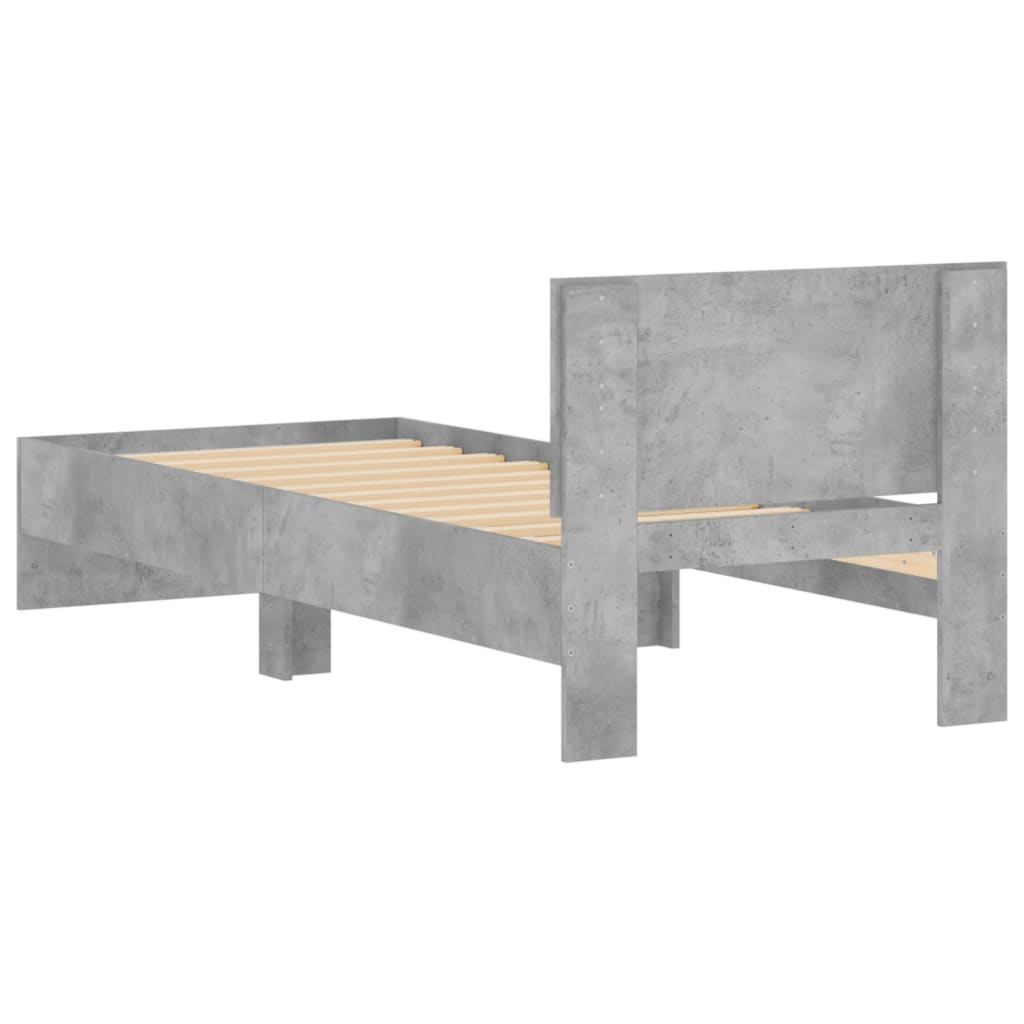 Vidaxl Bed Frame with Headboard, Concrete Grey, 75X190 Cm