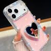 Diamond Frame Glitter Clear Phone Case For Iphone 16 Plus 15 14 13 Pro Max 16e 16promax 15promax 3D Love Heart Mirror Holder