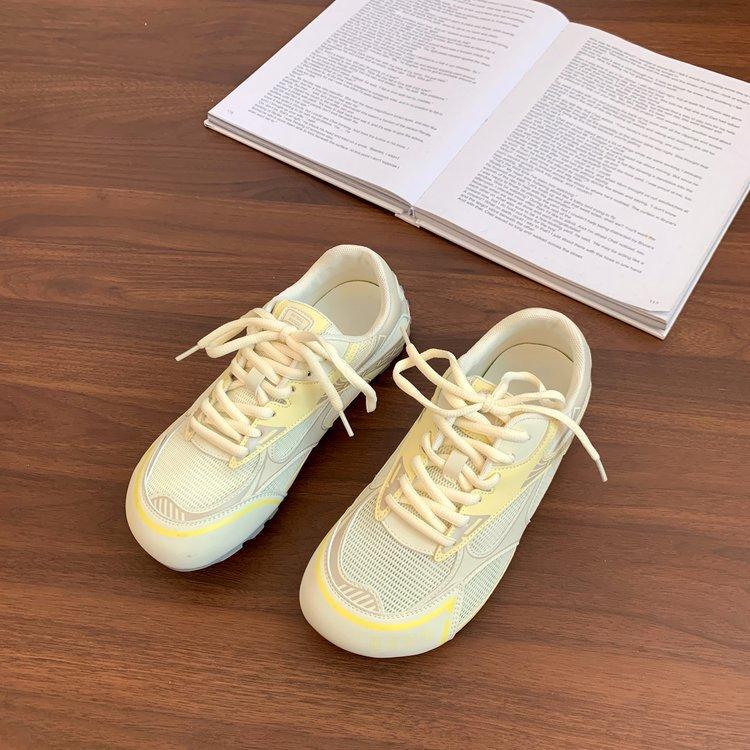 

Leather mesh Forrest Gump shoes women s 2025 summer new hollow breathable lace-up thick-soled thin casual sports shoes tide 40