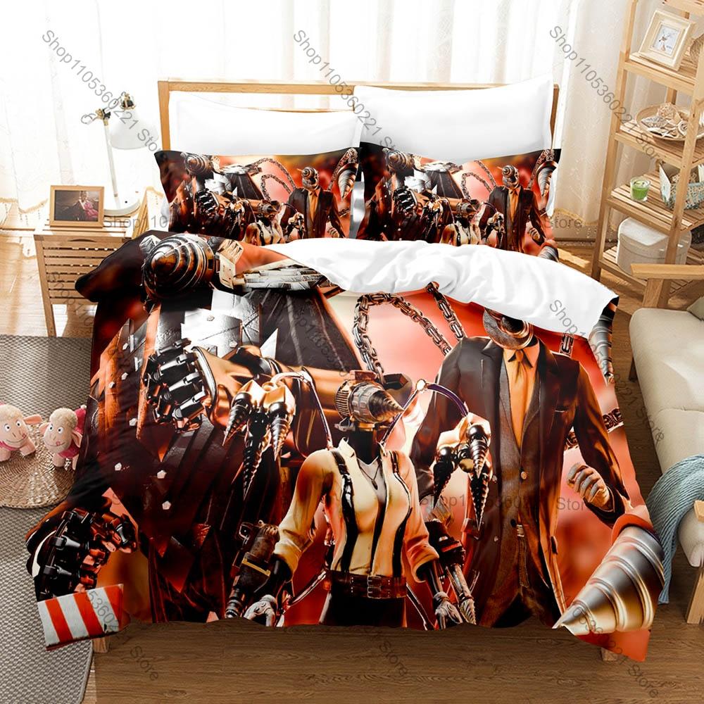 Juego de Ropa de Cama Estampado de Skibidi Toilet, Funda Nórdica más 2 Fundas de Almohada, Estilo de Tendencia Divertido Textiles Suaves de Microfibra para Dormitorio