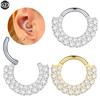 CS Titanium Septum Piercing Double Layered Zircon Hinged Segment Nose Ring Clicker Daith Earring Cartilage Helix Jewelry 16G