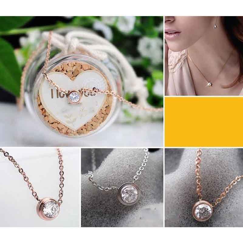 Exquisite Rose Gold Plated Rhinestone Clavicle Chain Pendant For Women