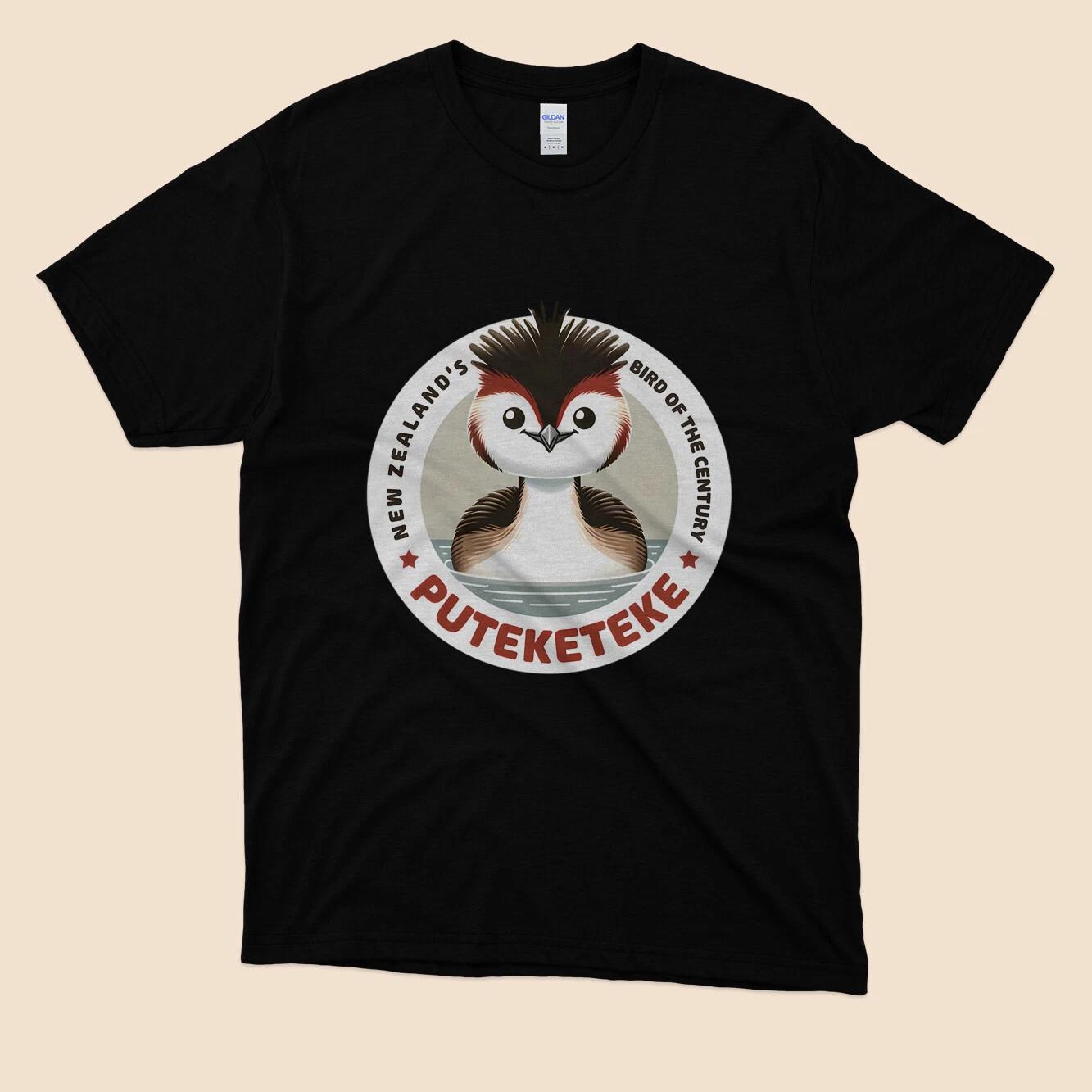 Puteketeke Bird New Zealand s Bird of the Logo Black T shirt Size S to 5XL XS