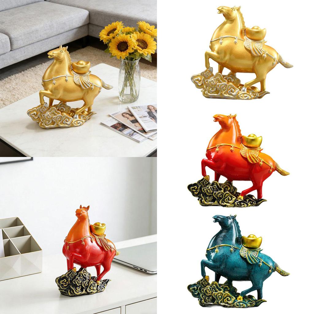 Rocking Horse Mini Statue Resin Animal Figurine Object Interior Decoration for Living Room Office Tabletop
