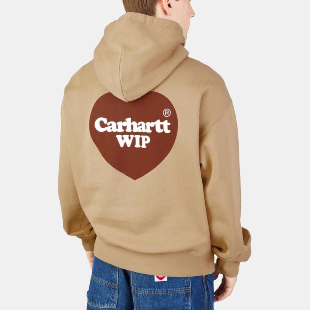 Carhartt WIP Solid Color Hoodie With Heart Pattern Letter Print Long Sleeve Sweatshirt Men Sweatshirt Brown I032168-07E-XX