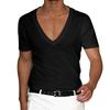 QICED Men's Fashion Casual Summer Spring V-Neck Short Sleeve Blouses & Shirts Casual Chic