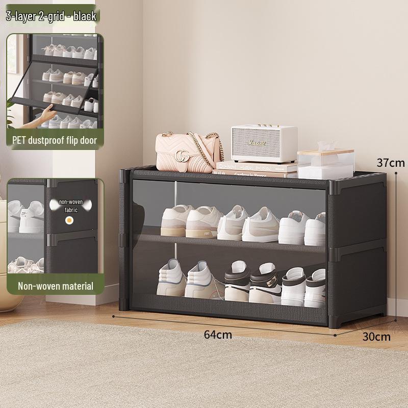 Sturdy Multi-layer Shoe Rack with Dustproof Transparent Shelves, Ideal for Home or Dorm.