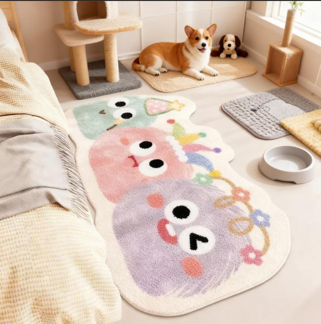 Cartoon Style Rugs for Bedroom Irregular Shape Living Room Decoration Carpet Fluffy Soft Bedside Floor Mat Thick Plush Study Rug