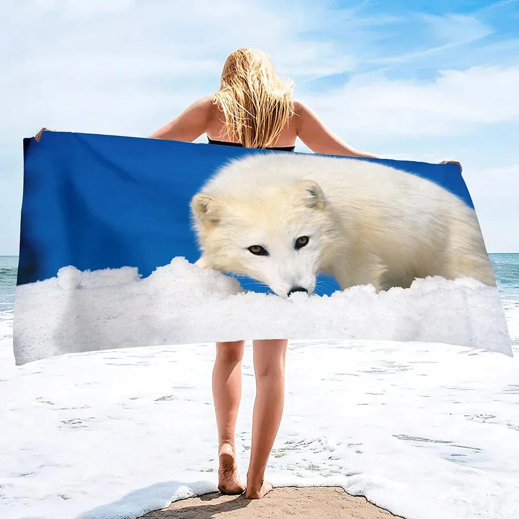 Cute Fox Beach Towel Wild Animal Bath Towels Bathroom Sport Bar Towel for Adult Kids Microfiber Shower Quick Dry Swimming Cover