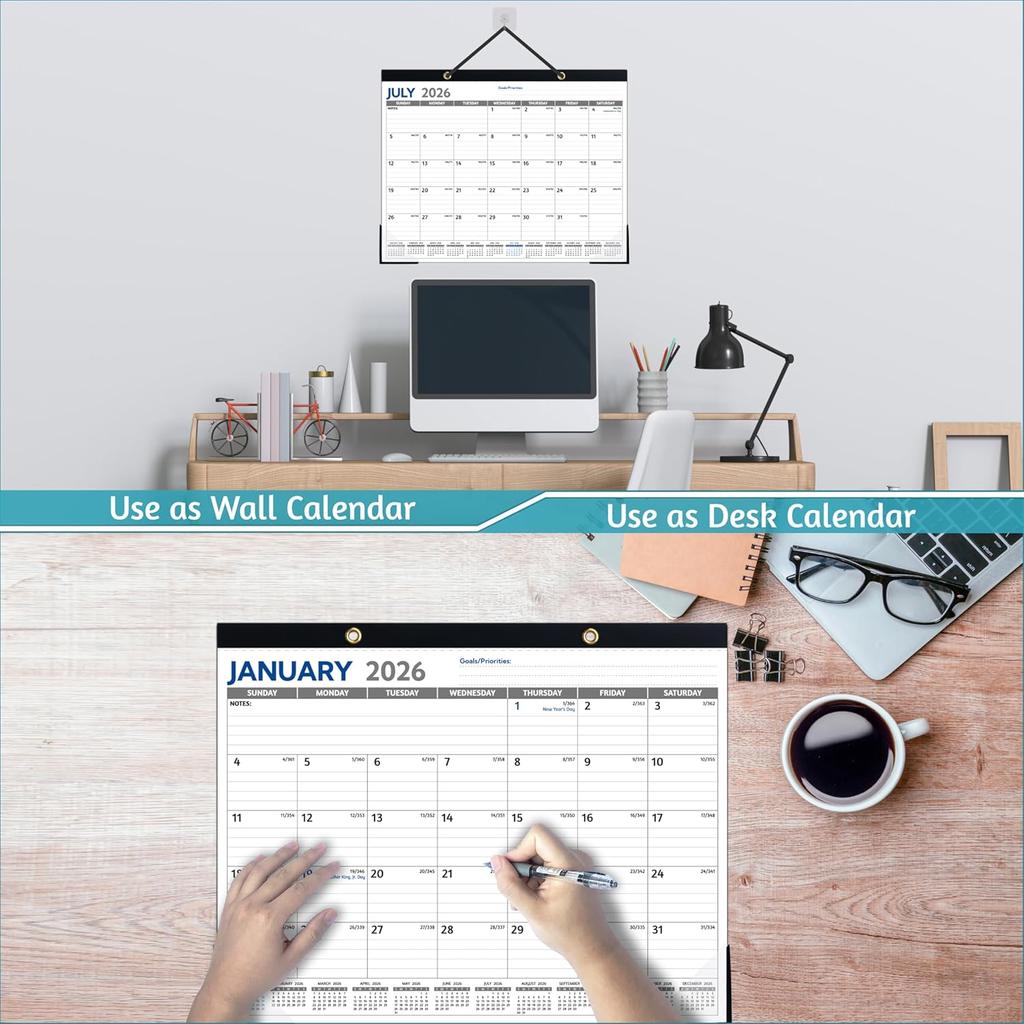 2026 Desk Calendar – Jan 2026 – Dec 2026, Large Desk Calendar 2026, 14.6’’ x 11.5’’, 2026 Desk/Wall Calendar with To-do Lists, Desk Pad,