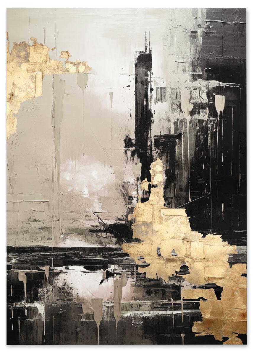 

Plakat czarna złota abstrakcja 30x40 cm