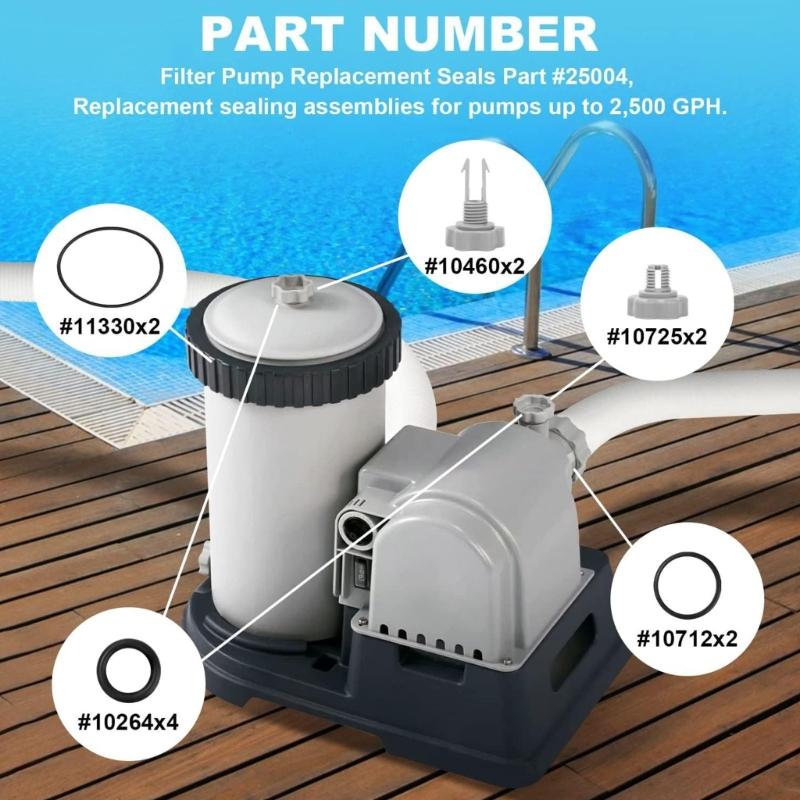 PVC Filter Pump Repair Set Pool Pump Seals Replacement Filter Housing Rings Pump Maintenance Set for Flow Capacity