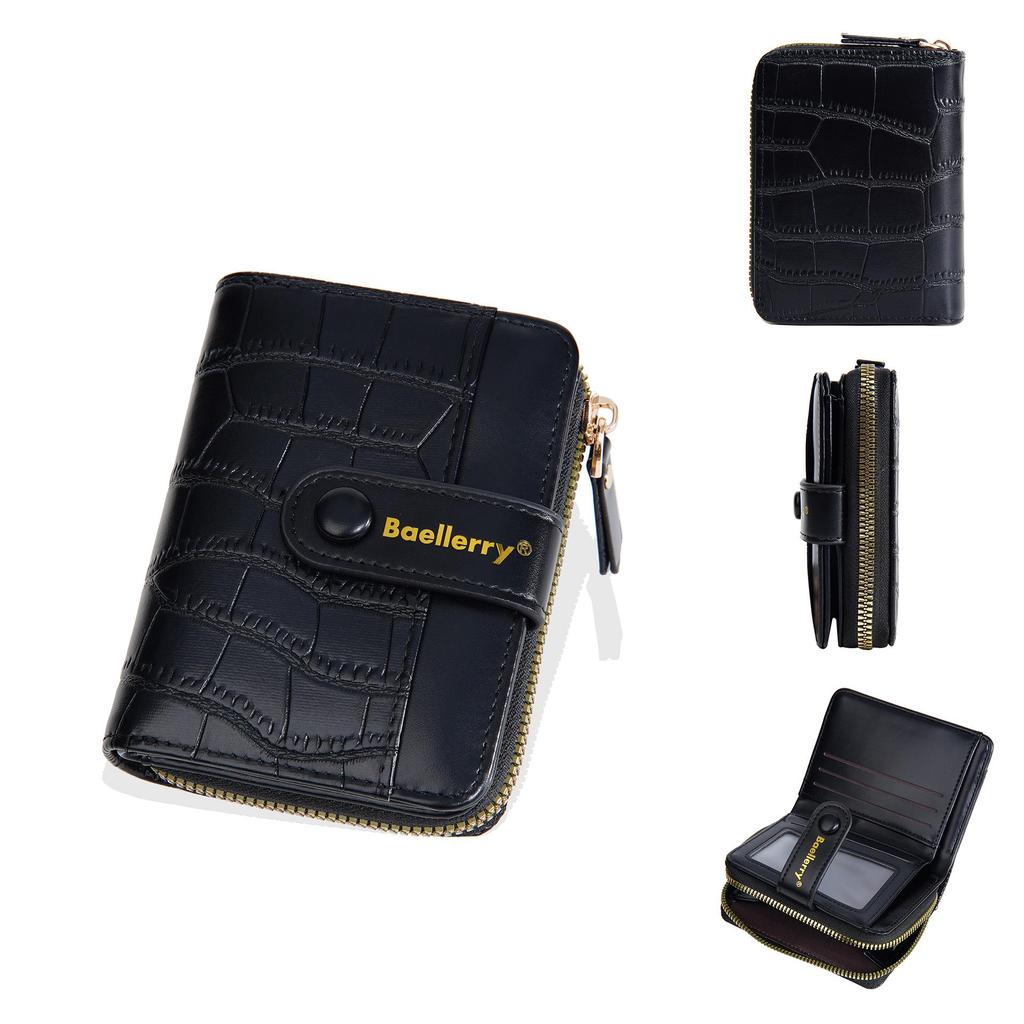 Baellerry Women's Stone Texture Short Wallet with Multi-Card Slots and Zippered Coin Purse