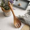 Reusable Wooden Fork Pasta Retro Salad Sushi Cooking Spoon Kitchen Utensil Tool
