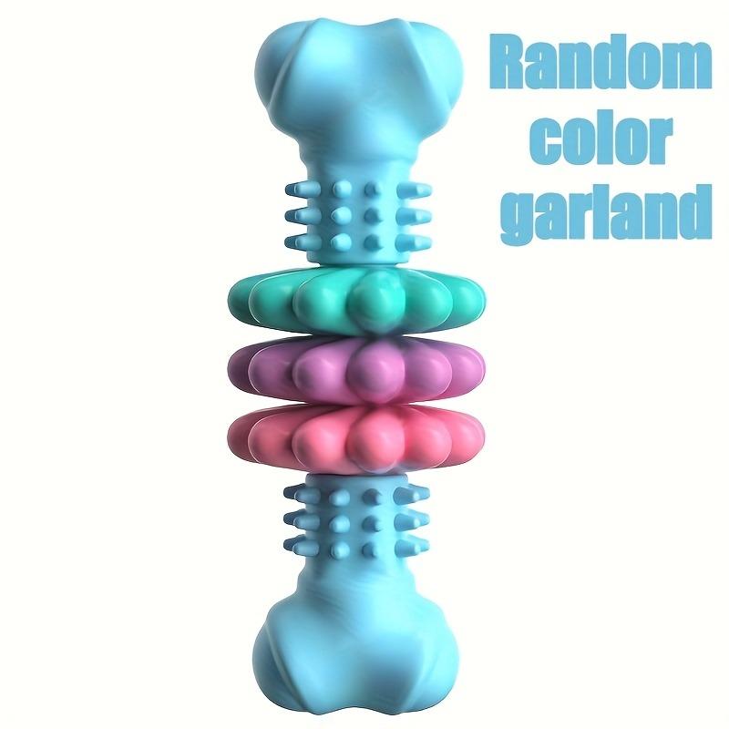 Colorful Spiked Rubber Dog Chew Bone Toy – Durable Teeth Cleaning Puppy Dental Chew Toy (Random Color) синий