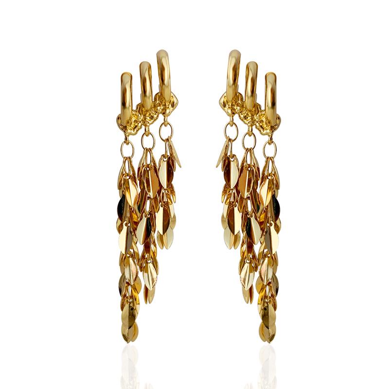 

Элегантные длинные серьги с кисточками из золотых листьев для женщин