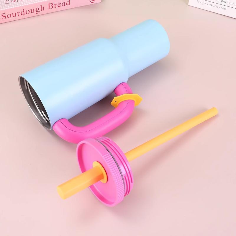 40Oz 304 Stainless Steel Straw Insulated Ice Cup Large Capacity Thermal Mug Tumbler With Handle Stylish Insulated Coffee Cup