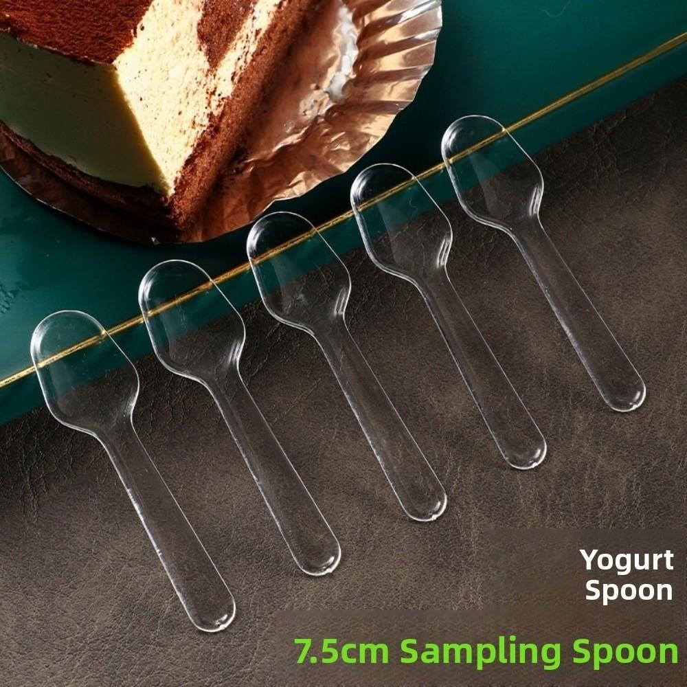 500pcs Disposable Transparent Tasting Spoon Lightweight Disposable Wrapped Spoon Birthday Party