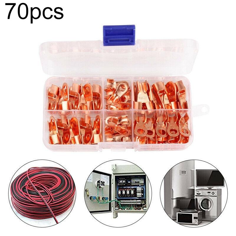 Kit Copper Terminals Storage Box Ring Lug Crimp Cable Wire Replacement