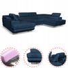 U-shaped Corner Sofa Bed, Extendable F. Bosso Family Sleeping Furniture Navy Blue Velvet
