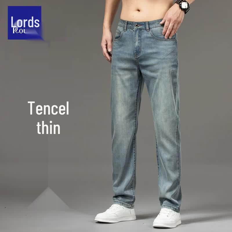 ROZO Men s Summer Tencel Cooling Loose Straight Jeans 31