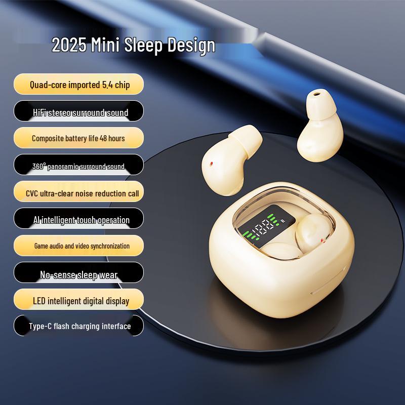 SK19 Bluetooth Headset: True Wireless Noise-Cancelling In-Ear Design, Ultra-Compact for Sleep.