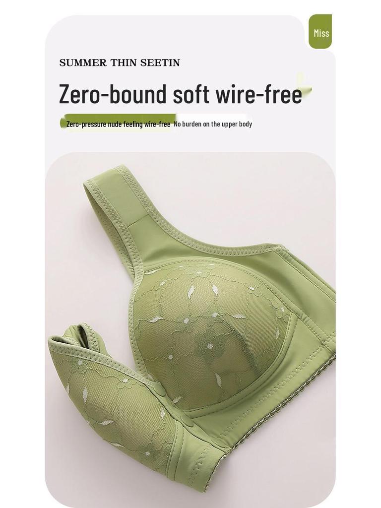 Women's Plus Size Front Buckle Wire-Free Shaping Bra with Wide Straps