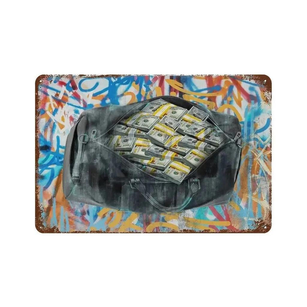 American US Dollars Metal Tin Signs Posters Plate Wall Decor for Restaurant Game Room Garage Bars Cafe Clubs Retro Poster Plaque