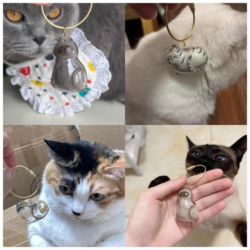 1pc 3D Cat Hair Dog Hair Transparent Storage Box - Keychain Backpack Pendant Pet Cat Kitten Shaped Commemorative Charm Hairball Container