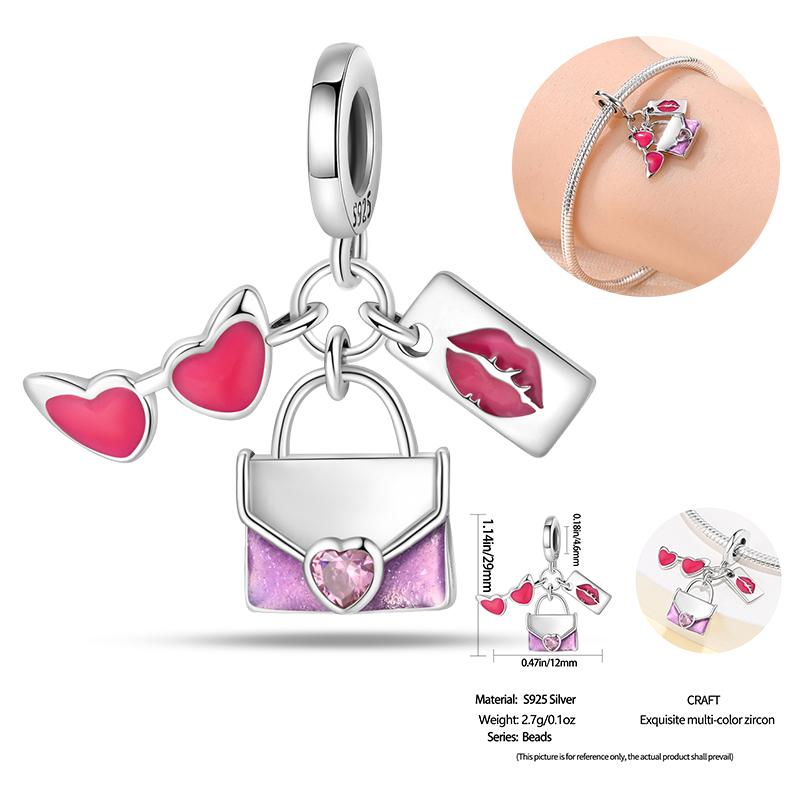 Copper Pink Handbag Lipstick Princess Dress Charms Beads For 3Mm Original Bracelets Diy Make A Lucky Gifts