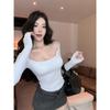 2026 Spring/Autumn Pure Desire One-Shoulder Strappy Long Sleeve Top - Casual & Versatile