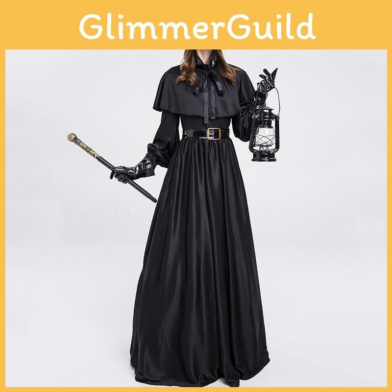 Elegant Polyester Plague Doctor Costume With Dramatic Beak Mask For Cosplay Events