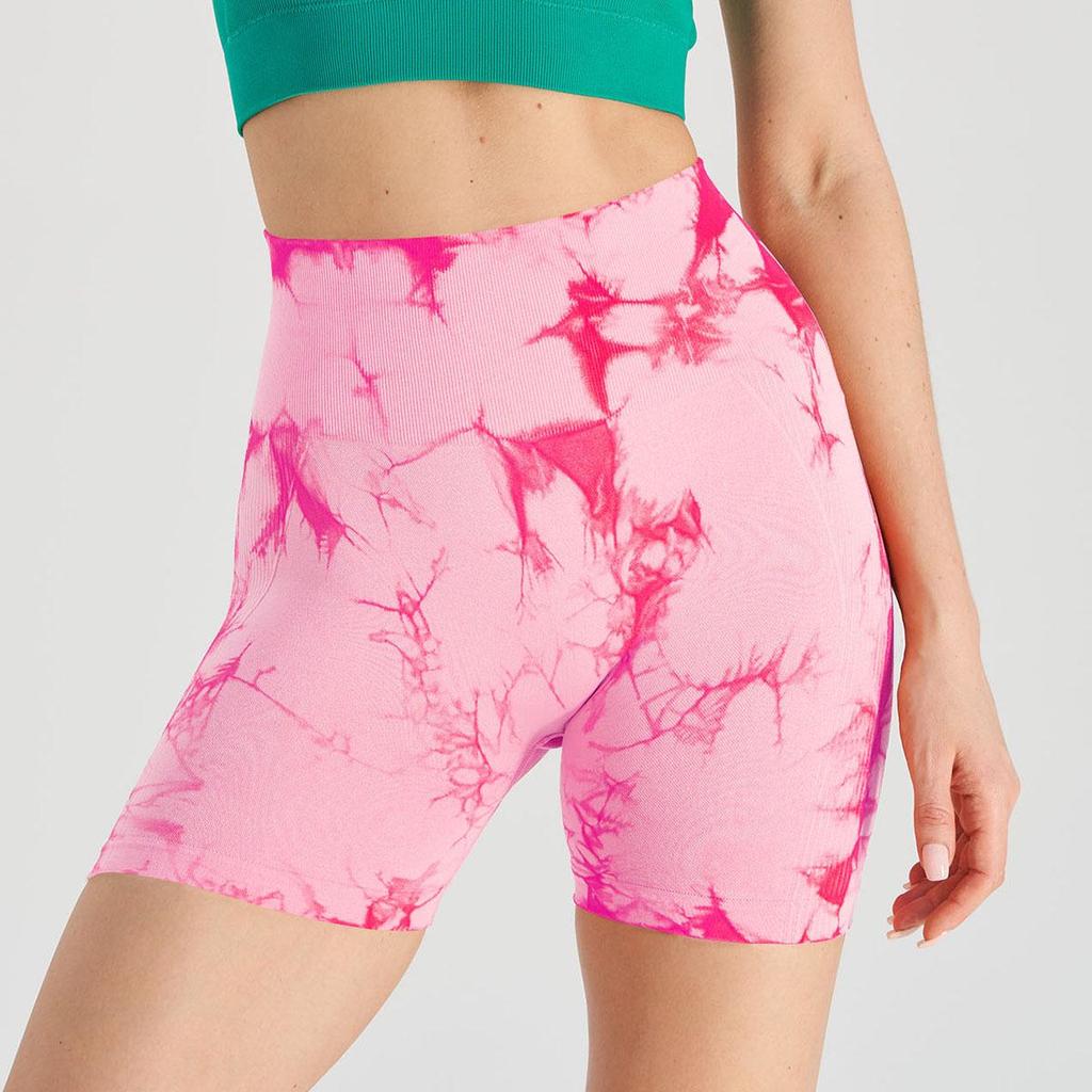 High Waist Tie-Dye Yoga Shorts for Women - Tummy Control & Butt Lift, Sports Fitness Style