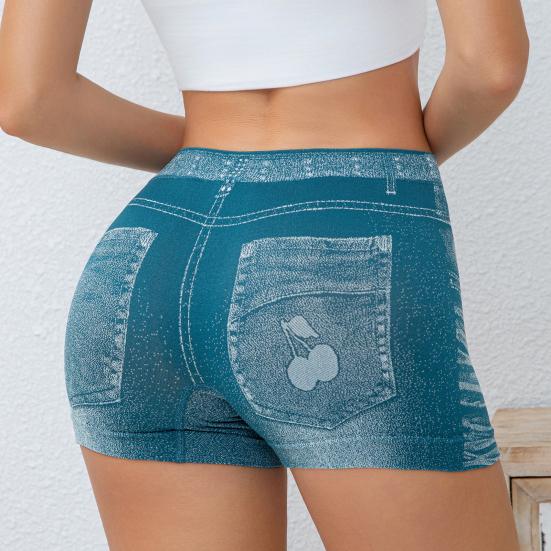 Imitation Denim Shorts for Women High Waisted Skinny Fake Jean Shorts Stretch Boyshort Panties Ladies Boxer Briefs