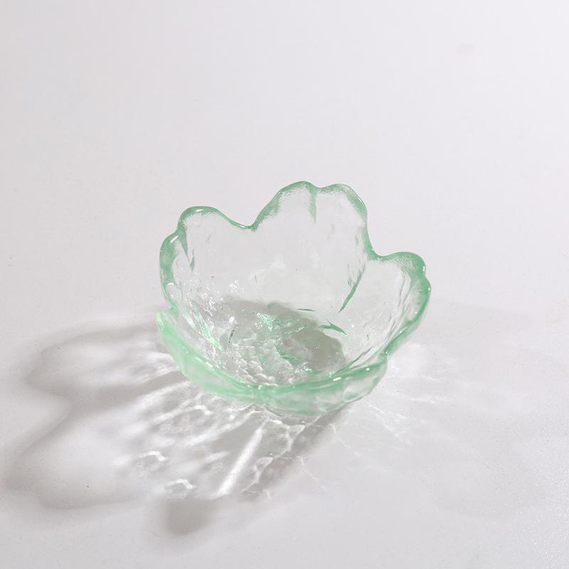 

Маленькая стеклянная тарелка в скандинавском стиле с золотой инкрустацией, стеклянная соусница, мини-японская вишня зелёный