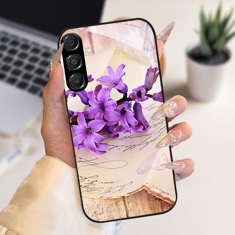 Fashion Coque For Samsung A55 A56 Case A25 A26 Tempered Glass Phone Cover For Galaxy A15 A35 A36 Hard PC Glass Protective Fundas