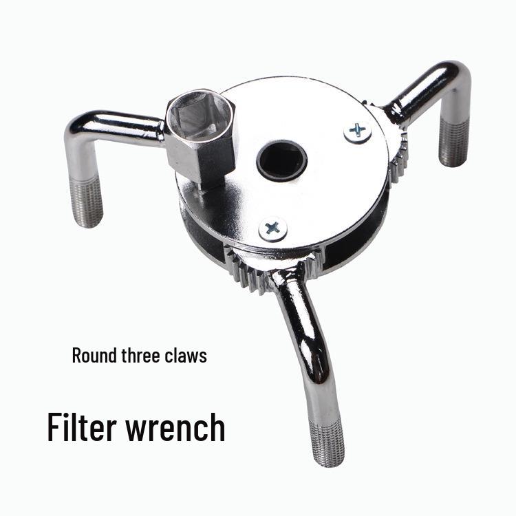 Round-Foot Adjustable Three-Jaw Oil Filter Wrench for Easy Disassembly and Assembly Round Three-jaw Filter Element Wrench